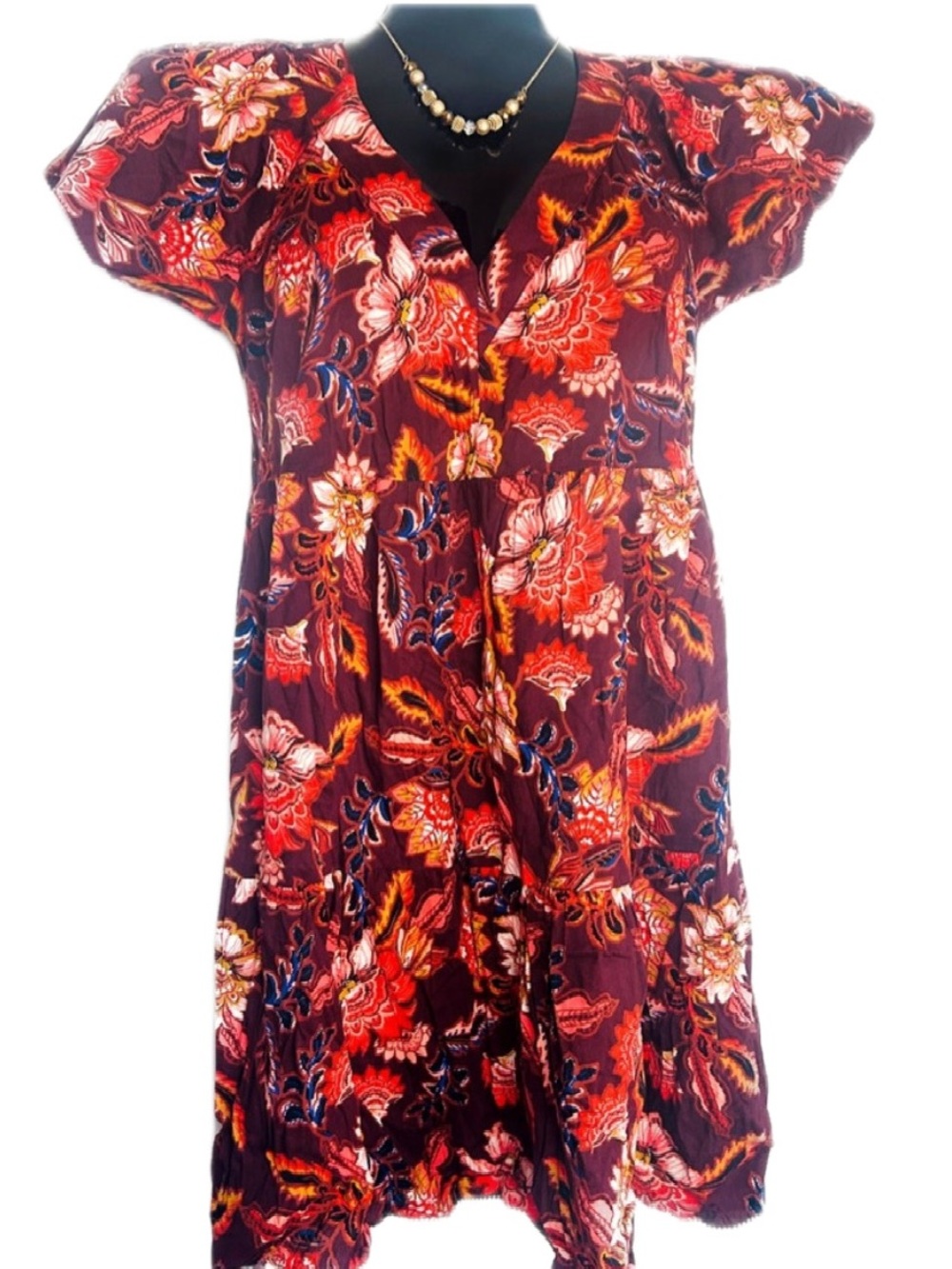 Old Navy  Floral Dress with Red and Orange Accents *NWPT